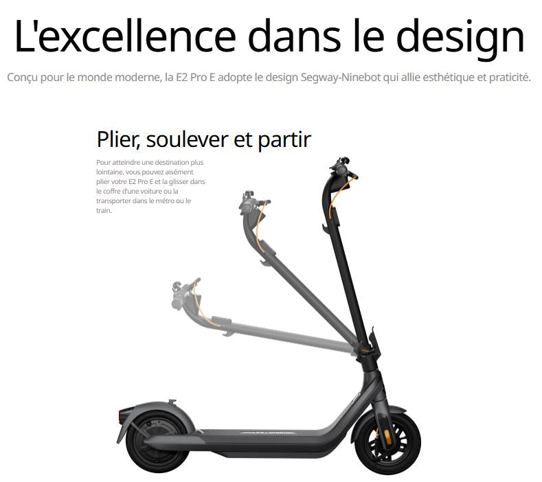 Ninebot E2 PRO – Trottinette Électrique 350W, 25 km/h, 40 km d’autonomie