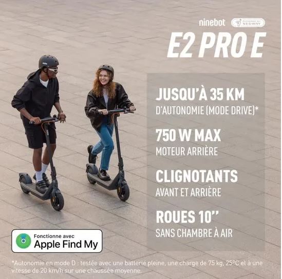 Ninebot E2 PRO – Trottinette Électrique 350W, 25 km/h, 40 km d’autonomie